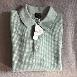 J. Crew Men's Cashmere Waffle Short Sleeve Polo Sweater